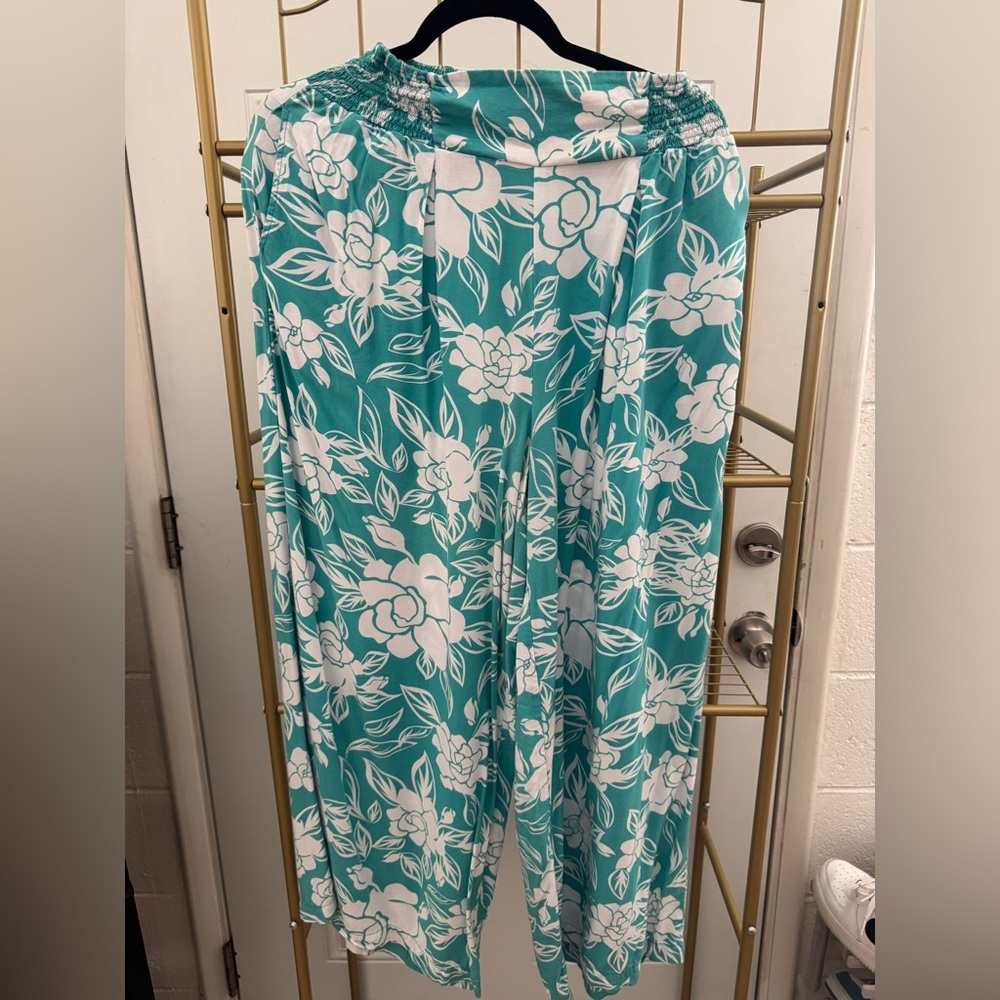 Floral Teal Women's Pants in Gardenia Wehi Boutique